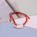 Red Cord White Tooth Shape Beaded Adjustable Bracelets view 3