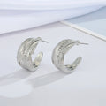 Textured C-Shaped Open Hoop Earrings in Gold or Silver Tone view 2