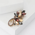Crystal Leaf Spray Brooch With Open Teardrop in Seven Colors view 3