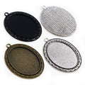 Oval Pendant Bezel Trays with Decorative Borders in Three Finishes view 5