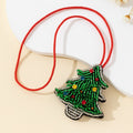 Beaded Christmas Tree Charm Pendant With Red Cord Loop view 4