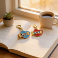 Enamel Heart Book Glasses Keychain Gold Clasp Two Colors view 3