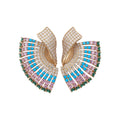 Multicolor Crystal Folding Fan Statement Stud Earrings view 5