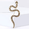 Crosshatch Snake Brooch Green Eyes Gold and Silver Tone view 2