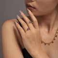 Blue Evil Eye Oil Drip Rings Hammered Band Gold Steel Multi Size view 4