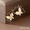 Gold Tone White Enamel Butterfly Stud Earrings Polished Statement Fashion Jewelry view 4