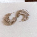 Silver Tone Radiating Wire C Hoop Stud Earrings Jewelry Pair view 6