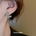 Silver-Tone Crystal Butterfly Stud Earrings For Women view 3