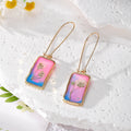 Rectangular Gold Pressed Flower Drop Earrings 7 Styles view 7