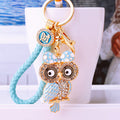 Bow Owl Keychains in Black Red and Blue with Braided and Clasp Free Loops view 4