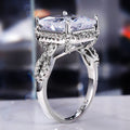 Silver-Tone Rectangular Crystal Halo Ring With Split Shank view 2