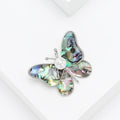 Iridescent Shell Butterfly Brooch with Pearl Center view 2