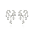 Crystal Open Heart Cascade Stud Earrings in Two Tones view 5