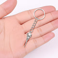 Silver Bird Skull Metal Keychain Realistic Beak Pendant view 3