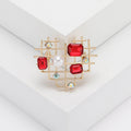 Geometric Open Heart Brooch in Red and Blue for Jackets, Coats, and Scarves view 6