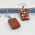 Silver Tone Brown Miniature Egg Tray Novelty Hook Earrings view 4