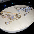 Open Cuff Bracelet Crystal Flower Leaf Designs Two Tones view 2