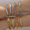 Zircon Pave Stainless Steel Hinge Bangles Gold Or Steel view 2