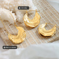 Hammered Crescent Pendant Necklace Matching U Hoop Earrings view 2