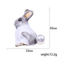 Rabbit Pearl Brooch in Detailed Metal and Crystal Design view 5
