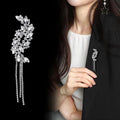 Flower Tassel Crystal Two Designs Metal Brooch Pin view 3