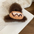 Brown Plush Hair Claw Clips With Felt Bread Motifs view 7