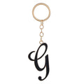 Black Enamel Gold Outline Script Letter Keychain Alphabet view 12