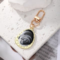 Gold Tone Oval Teardrop Marbled Swirl Clip Keychains in Six Colors view 4