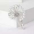 Gold Silver Pearl Dandelion Rhinestone Drop Brooch view 6