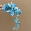Fabric Flower Duckbill Clip With Bead Dangle Trails view 4