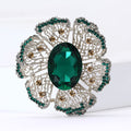 Oval Crystal Halo Brooch Pin in Green Purple or Blue view 4