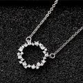 Silver Tone Crystal Open Circle Wreath Pendant Necklace view 3
