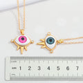 Gold Tone Spiked Eyeball Pendant Necklaces in Six Iris Colors view 4