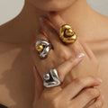 Chunky Sculptural Ball Loop Statement Ring Stainless Steel view 3