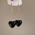 Red And Black Heart Long Wire Hook Earrings Jewelry Accessory view 7