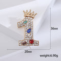 Crowned Rhinestone Number Brooch in Nine Numerals Decorative Lapel Pin view 8