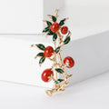 Enamel Persimmon Branch Brooch Gold Tone Red Orange view 2