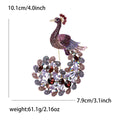 Large Crystal Peacock Brooch in Green or Purple Jewel Tones view 6