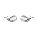 Silver Mini Whale Stud Earrings Crystal Pave Belly view 5