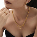 Gold Curb Chain Christmas Bell Necklace Bracelet Zircon view 3
