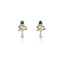Green Star Clear Look Christmas Tree Teardrop Stud Earrings view 5