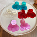 Blue And Red Translucent Disc Cluster Stud Earrings view 4