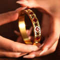 Gold Hinge Bangle Square Glass Zircon Star Frame Four Colors view 2