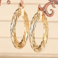 Gold Tone Twisted Rope Large Hoop Earrings Polished Metal Jewelry view 5