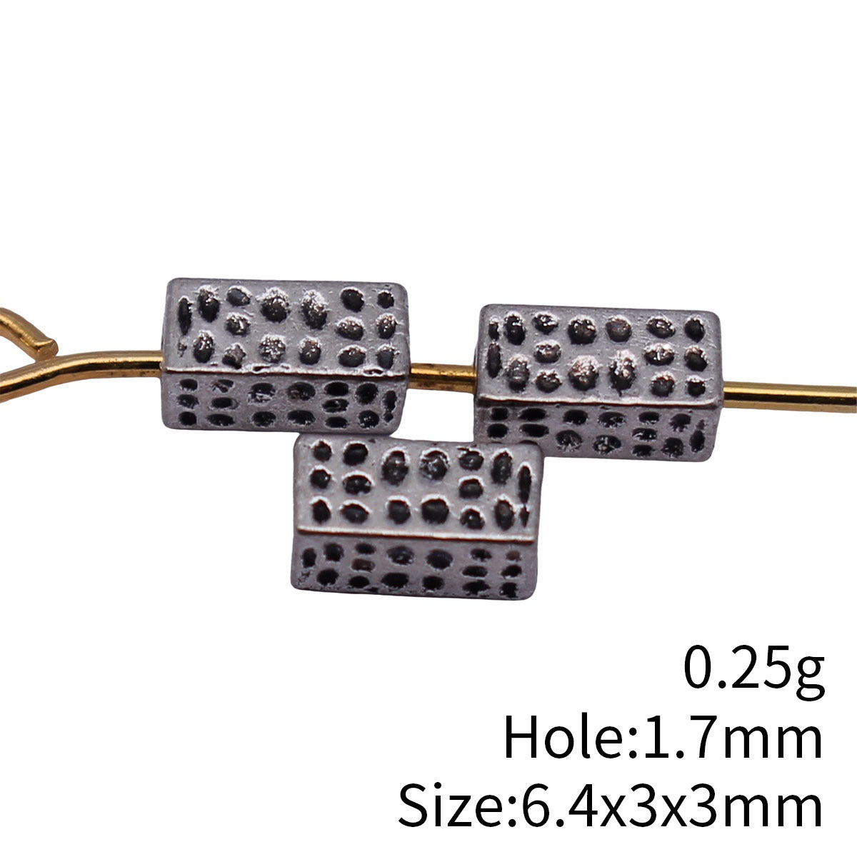 6.4x3x3mm 0.25g Antique Silver Zinc Alloy Hammered Square Tube Dreadlock Beads for Hair Jewelry