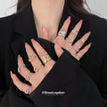 Crinkle Metal Resin Zircon Open Ring Six Seven Piece Sets view 3