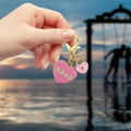Gold Pink XOXO Heart Lock Enamel Lobster Clasp Charm view 4