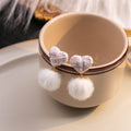 Eight Plaid Star Heart and Fuzzy Ball Stud Earrings view 4