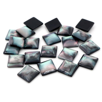 Black Shell Pattern Square Resin Cabochons for Jewelry Making