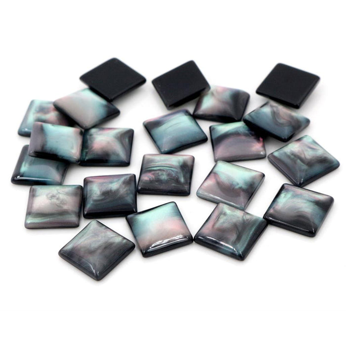Black Shell Pattern Square Resin Cabochons for Jewelry Making